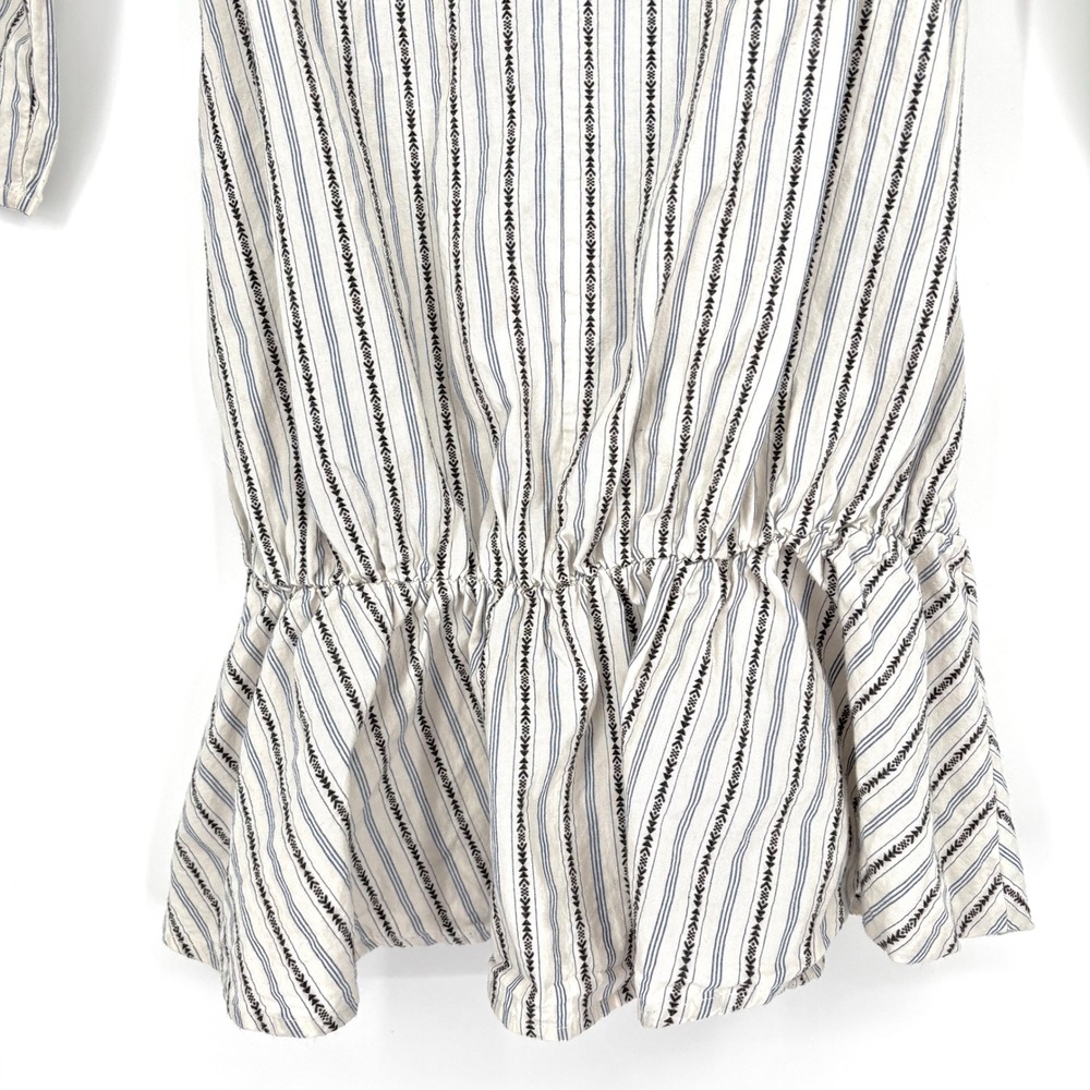 Boy + Girl 100% Cotton Striped Dress Sz 8 Cream Blue Drop Waist Made in USA - Picture 8 of 11